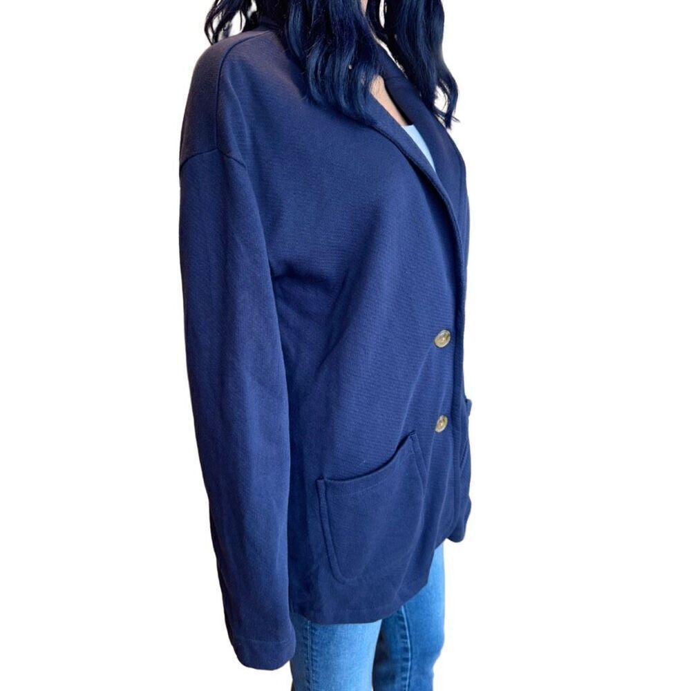 Caslon French Terry Blazer Navy Small NWT Knit Jacket Work Casual Oversized Fit - Picture 3 of 7